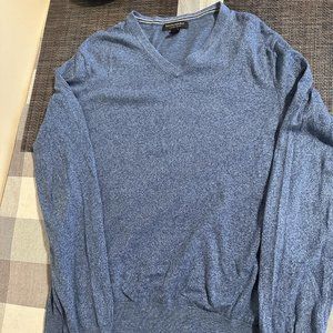 Banana Republic blue marbled cashmere silk cotton blend sweater mens L large